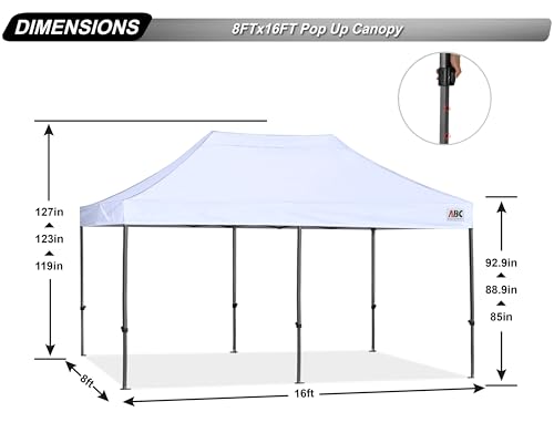Image of ABCCANOPY Patio Pop Up Canopy Tent 8x16 Commercial-Series (White)