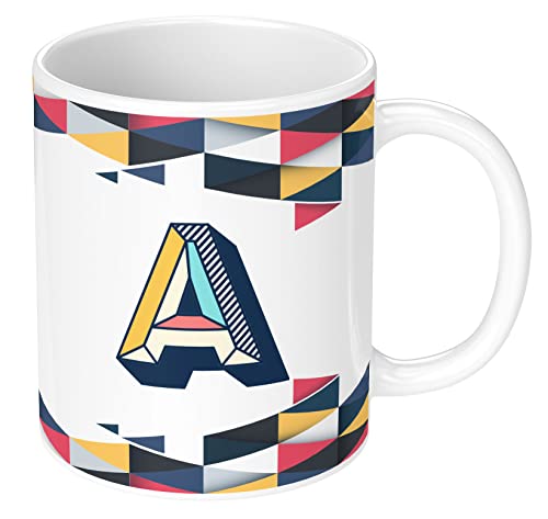 Image of 3D Colorful Alphabet Letter A Printed Coffee Mug For Girls Boys Friends Love Kids Best Gift For Birthday Anniversary Initial Letter A (Microwave Safe Ceramic Tea Coffee Mug-350ml) - ABVWM1 132