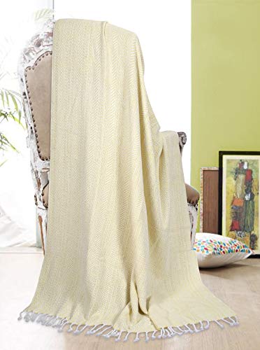 Farmhouse Throws Blanket With Fringe For Chair,Couch,Picnic,Camping, Beach,Throws For Couch,Everyday Use, Cotton Throw Blanket With Super Soft And Excellent Handfeel 50 X 60 -Lime Yellow #TOP8