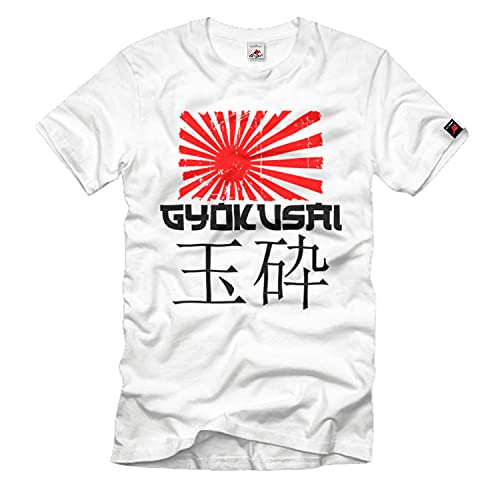 T-shirt historique Gyokusai Japan WW2 Kaiserlich Juwel et cassé blanc taille L