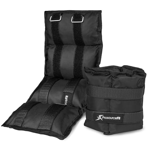 ProsourceFit Ankle, Wrist, Arm, and Leg Weights for Men and Women, Set of 2, 5lb each, Black