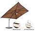 Abba Patio 9 x 12 ft Patio Offset Hanging Umbrella with Solar Lights Double Top Rectangular Cantilever Umbrella with Easy Tilt & Cross Base for Garden, Deck, Backyard and Pool, Cocoa