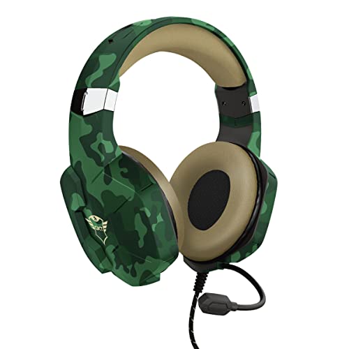 Trust Gaming Headset für PC, Playstation und Xbox GXT 323C Carus - Kabelgebundene Gaming-Kopfhörer mit Mikrofon für PC, PS4, PS5, Xbox Series X (S), Xbox One (X) - Grün Camouflage