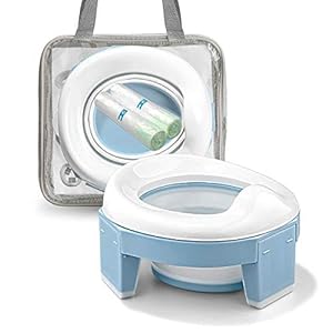 Portable Potty Training Seat for Toddler Kids – Foldable Training Toilet for Travel with Travel Bag and Storage Bag…