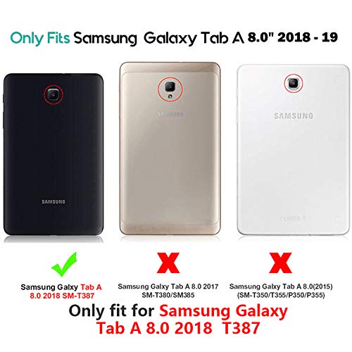 Kiq Shield Series For Samsung Galaxy Tab A 8.0 Case 2018, Shockproof 360 Rotatable W/Kickstand Hand Strap Shoulder Cover For Galaxy Tab Smt387V Tab A Verizon Case 8.0 (Black) #TOP1