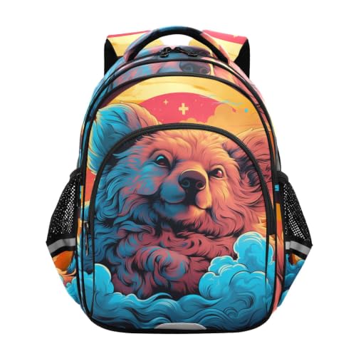 Cartable Scolaire Ours et Nuages - Sac à Dos Enfant Solide