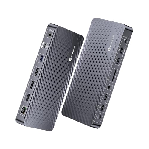 AV Access Laptop Docking Station, 13-in-1 USB-C Docking Station Triple Monitor 4K with 2X DP and 1x HDMI, 100W Power Delivery, No Driver Needed,10 Gbp