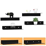 VZINO 12 Inch Acrylic Floating Wall Shelves Set of 4, Damage-Free Expand Wall Space, Small Display Shelf for Smart Speaker/Action Figures with Cable Organizer