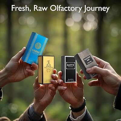 Signature Scent 4-Piece Mini Fragrance Set for Men Includes Savvy/1 Billion/Verse/Valentine Collection of Woody, Spicy, Citrus & Aromatic Fragrance Non-Irritating Ingredient Each One in 30ml Bottle