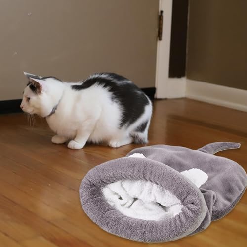 Cama cálida para mascotas con forro térmico y diseño protector de cacahuete 7