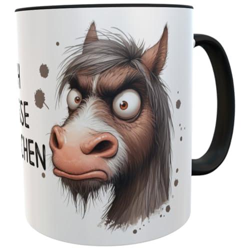 Kilala Bürotasse mit Spruch Ich hasse Menschen Geschenk Kollegen Mitarbeiter Kaffeebecher lustig (Pferd)