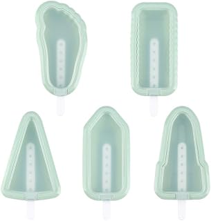 FABULETTA Silicone Ice Cream Set – 5-Piece -Safe Maker with Fun Shapes(green)