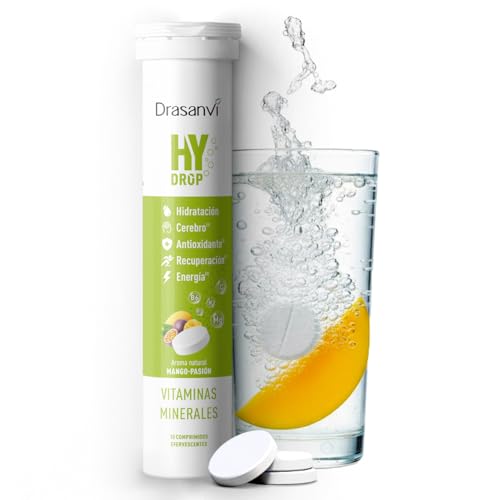 Drasanvi Hydrop Electrolitos Efervescentes | Sin Azúcar | Hidratación Rápida con Magnesio, Potasio y Sodio | Vitaminas C, B6 y B12 | Recuperación Muscular y Energía | Sabor Mango | 18 Comprimidos