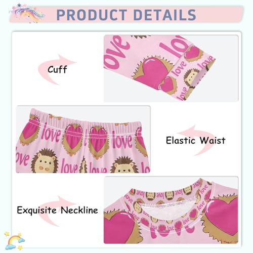 senya Cute Hedgehog Love Pajamas Set Long Sleeve Soft Cotton Sleepwear 2 Piece4
