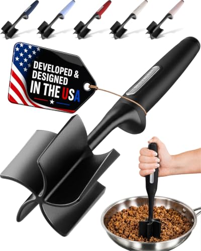 Zulay Kitchen Ground Meat Chopper Tool – 5-Blade Nylon Meat Chopper for Ground Beef, Non-Toxic Food Safe Meat Masher & Breaker, Heat Resistant to 180°C, Dishwasher Safe – Black