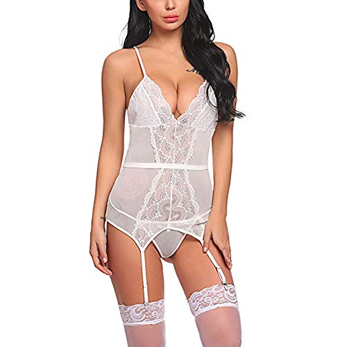 Vêtements de nuit babydoll avec cardigan en dentelle raffinée et finitions transparentes