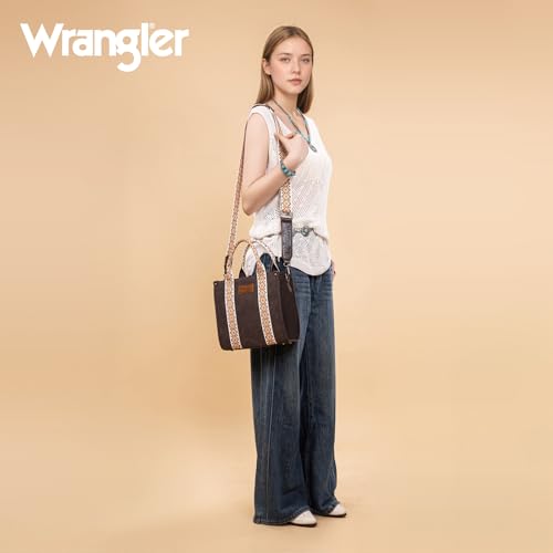 Image of Wrangler Tote Bag for Women, Western Purse with Zipper, Top Handle Satchel Handbag with Adjustable Crossbody Strap