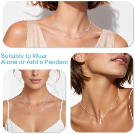 WishChic 925 Sterling Silver Chain Necklace for Women, 1.5mm Dainty Cable Chain Necklace with Upgraded Spring-Ring Clasp, Thin & Sturdy Hypoallergenic Necklace Chain 18 Inch — view 4