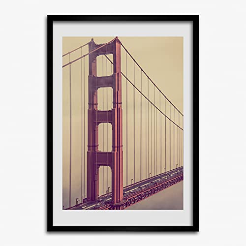 Tableau moderne San Francisco sous cadre en bois 50x70 cm pour décoration de salon Tulup