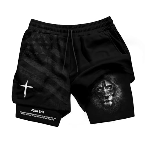John 3:16 Christian Shorts for Men, Work Out Shorts Gym