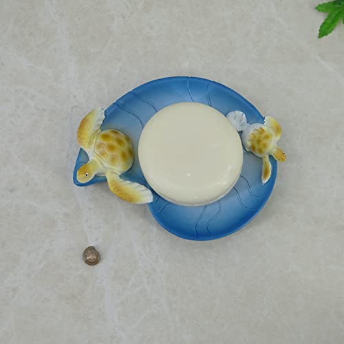 N-brand SHANCO Resin Sea Turtle Mother and Baby Soap Dish, Beach, Bathroom Accessory,Ocean Theme Sea Turtle Family Bathroom Decor,Coastal Decor (Ocean Blue) - Image 3