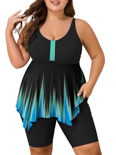 Tankini 2 pièces grande taille Summer Mae avec short capri et rashguard
