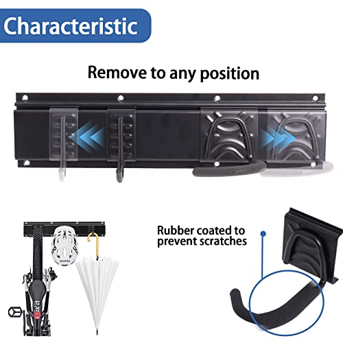 Soporte de pared para bicicletas Poweka resistente con ganchos para casco 5