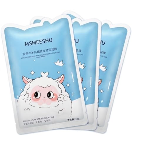 MSMEESHU Goat Milk Foot Mask 10 Pairs, Moisturizing Foot Mask Socks for Dry Feet, Hydrating Foot Care with Goat Milk and Hyaluronic Acid, Softening Foot Treatment for Home Spa Care