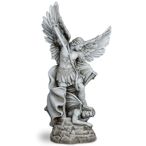 DevotedWalls 20.5 Large Saint Michael Statue Outdoor Michael the Archangel Slaying Satan Large Garden Religious Sculpture San Miguel Arcangel Defender for Porch Patio or Church Entryway