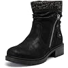 Luoika Womens Wide Width Ankle Boots - Low Heel Side Zipper Slouchy Mid Calf Boots Short Booties.