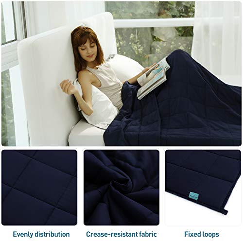 Weighted Idea Weighted Blanket Adults 17 lbs (60''x80'', Soft Fabric, Navy Blue)