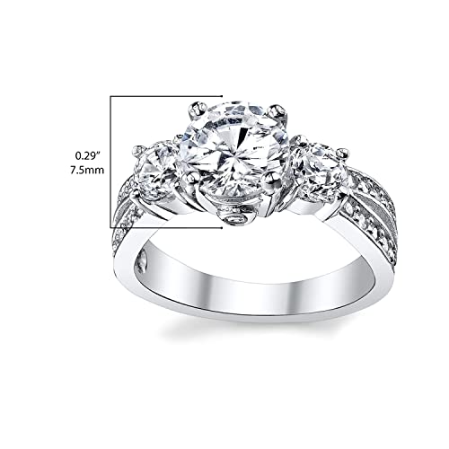 1.50 Carat Round Cubic Zirconia " Past, Present, Future" Sterling Silver 925 Wedding Engagement Ring 5