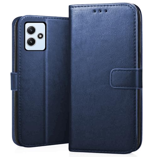 Image of CEDO Flip Cover for Redmi 12 (5G) / Redmi 12 (4G) / Poco M6 Pro (5G) | Leather Finish | Inside Pockets & Inbuilt Stand | Shockproof Wallet Style Magnetic Closure Back Case Flipcover (Blue)