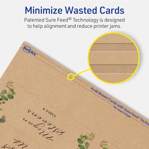Avery Printable Rectangle Place Cards, Sure Feed Technology, 1-7/16" x 3.75", Kraft Brown Cardstock, Print-to-the-Edge, Laser/Inkjet, 150 Total, Great for Place Settings, Seating Cards, and More by Avery - Image 4