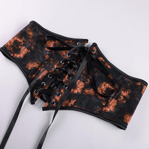 Image of Scarlet Darkness Corset Belt for Women Floral Lace Up Boned Underbust Corset Waist Belts