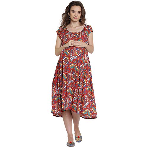 Image of Mine4Nine Women's Rayon Skater Midi Casual Dress