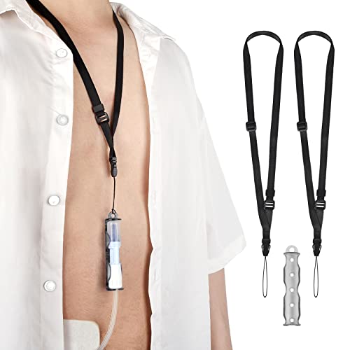 APDTEK Peritoneal Dialysis Transfer Set Catheter Holder Accessories Compatible with Baxter 5C4482 / 5C4483 PD Secure Shower Support for Men Women with 2 PCS Adjustable Neck Lanyards Black