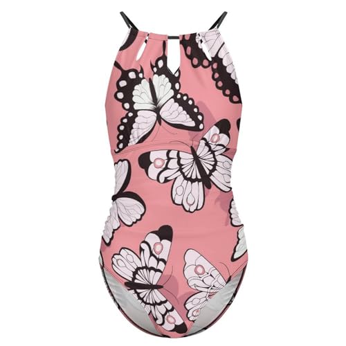 Maillot de bain gainant rose et imprimé papillon pour sculpter la silhouette