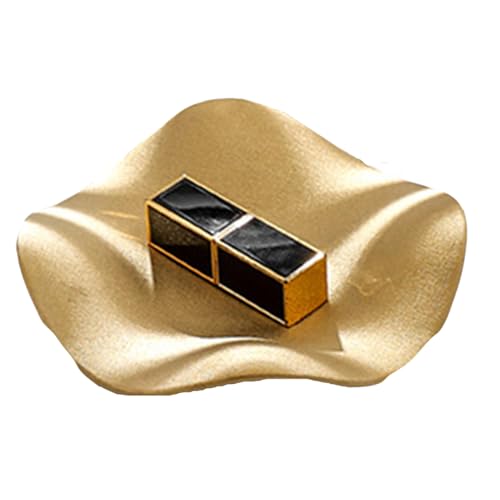 Cerámica Bandejas Decorativas,Shibida Bandeja Joyas de Cerámica Vaciabolsillos Recibidor,Bandeja Decorativa Llaves Centro De Mesa Joyero de cerámica plato para joyas con forma de hoja (Oro esmerilado)