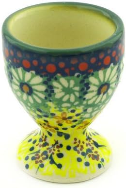 Polmedia Polish Pottery Egg Holder UNIKAT - Sunshine Grotto Pattern Handmade in Boleslawiec Poland + Certificate of Authenticity