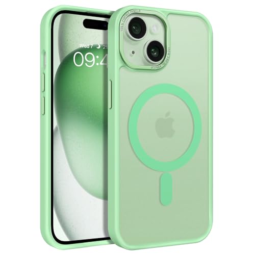 Image of YINLAI for iPhone 15 Case 6.1-inch,Magnetic Compatible with MagSafe, Slim Matte Anti-Fingerprint, Shockproof Full Body Military Grade Protection for iPhone 15 Cover,Light Green