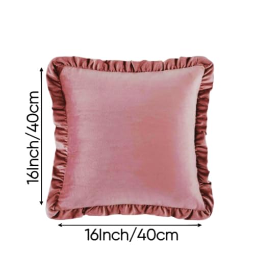 Image of Amazon Brand - Umi Velvet Blush 16x16 Pillow Covers, Set of 2 Decorative Ruffle Cushoin Pillow Covers for Sofa Couch