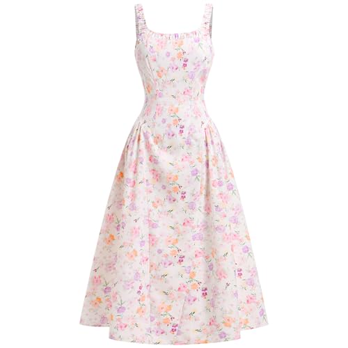 Robe d'été mi-longue sans manches col carré style corset chic