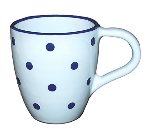 Céramique Café au Lait Tasse/Gobelet à Café Blanc avec bleu foncé points peints Cover