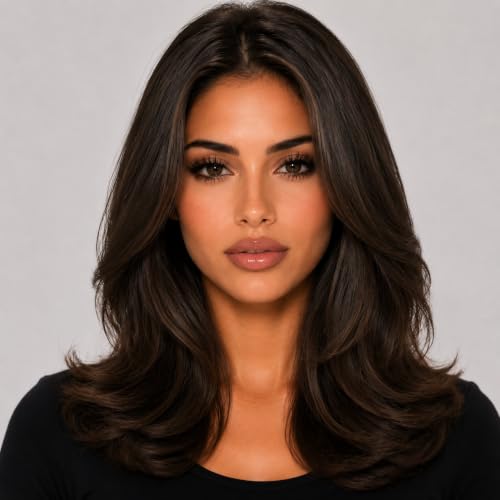 Image of Moresoo Nano Bead Hair Extensions Human Hair, Dark Ash Brown, 24 Inch