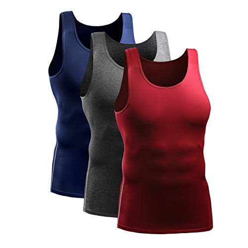 Nishore Camiseta masculina de compressão com 3 pacotes de secagem rápida colete de secagem rápida co