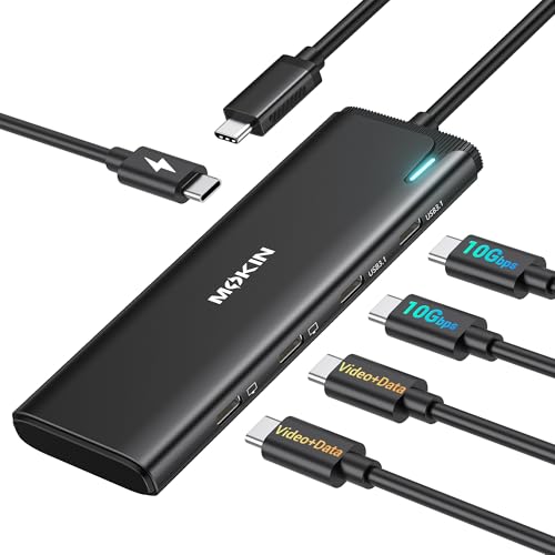 Image of USB C to USB C Hub Dual Monitor, USBC Splitter with 4K@60Hz DP Alt Mode Video Output, 10Gbps Data Transfer, 100W PD Charging, Dual Monitors Adapter for Laptop, Portable Monitor and More Type C Devices | USB C Video Splitter Multiport Adapter,10Gbps USB3.1 Data Transfer, 100W PD for Portable Monitor and More Type-C Devices