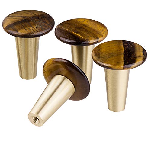 mookaitedecor Juego de 4 pomos para cajón de ojo de tigre con tiradores de piedra para aparador, armario de armario, colgador decorativo de pared de cristal para cocina y baño