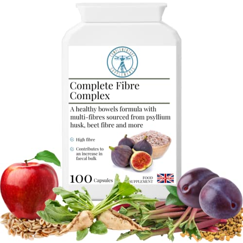 Complementary Supplements - Complete Fibre Complex - Dietary Fibre & Herbal Digestion Support - Psyllium Husk, Prune, Pectin, Flaxseed, Fenugreek - Vegan - 100 Capsules