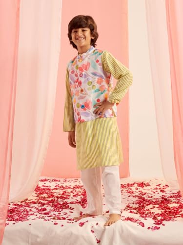Pspeaches Boys Striped Regular Kurta With Pyjamas (6-7Years)